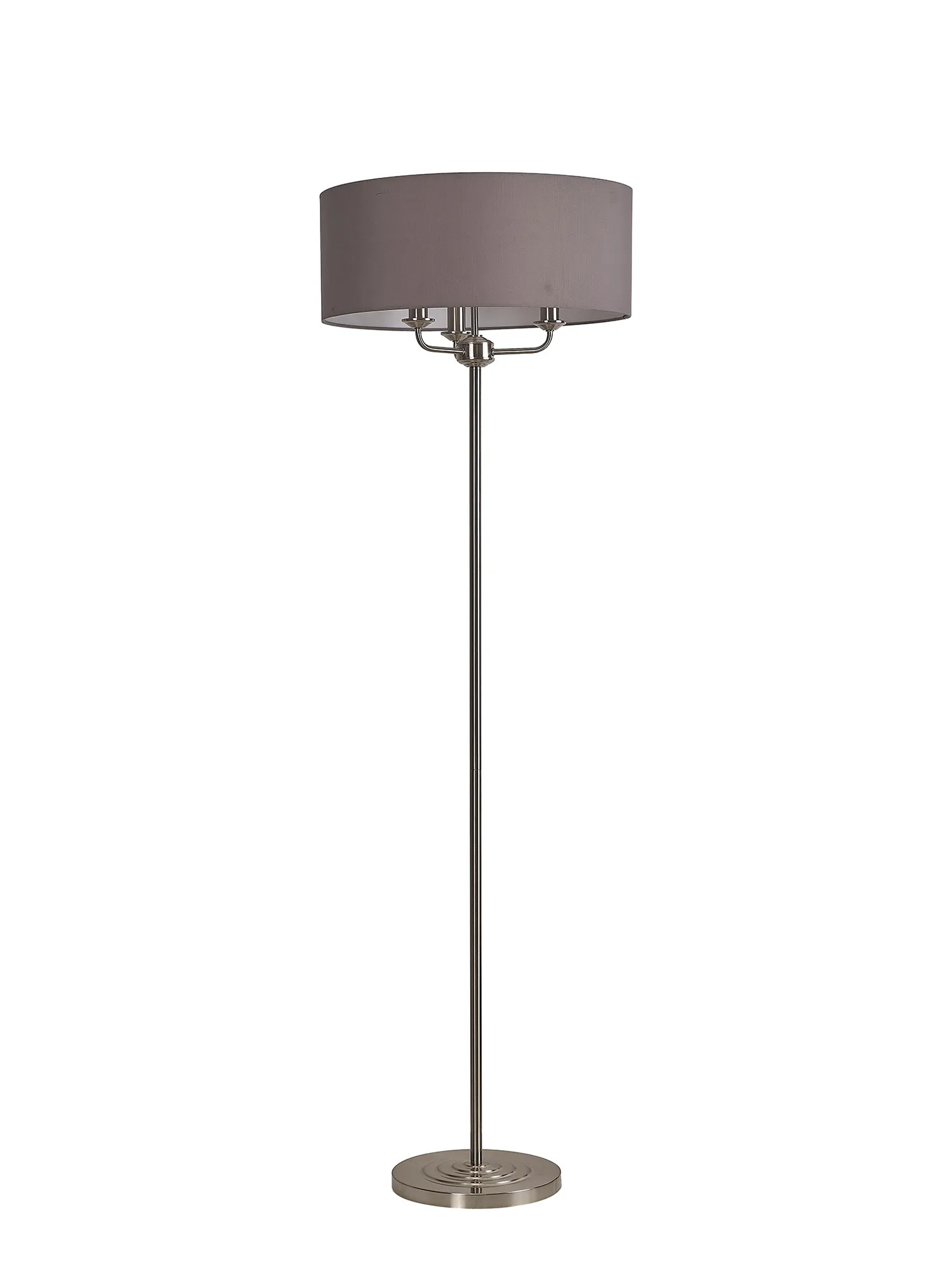 Banyan 45cm 3 Light Floor Lamp Satin Nickel; Grey DK0934  Deco Banyan SN GR